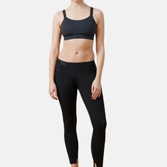 Aday Crop and Roll Snap Button Ankle Slit Black Leggings or Pants Size Xs - Picture 1 of 5